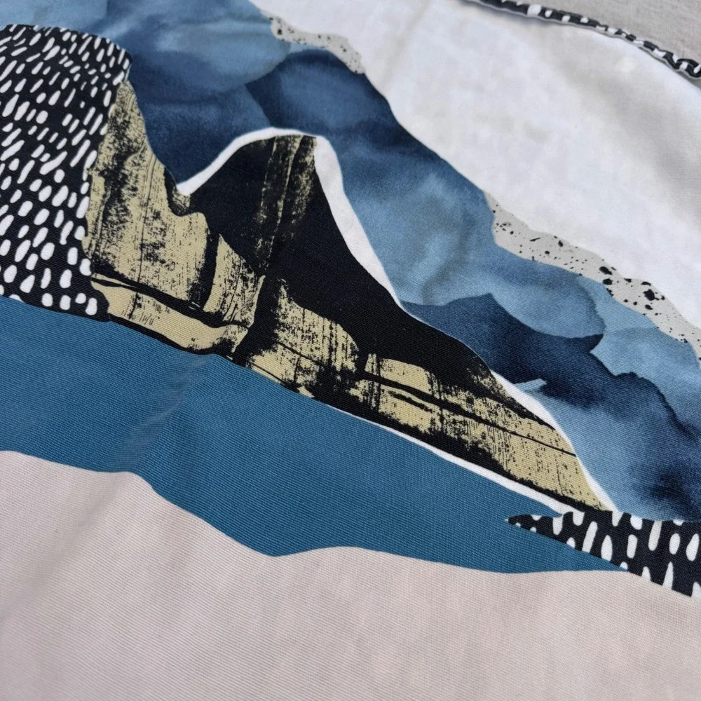 IKEA VINTER 2017 Pillow Covers 20x20 Blue White Mountain Abstract Scandi Set 2